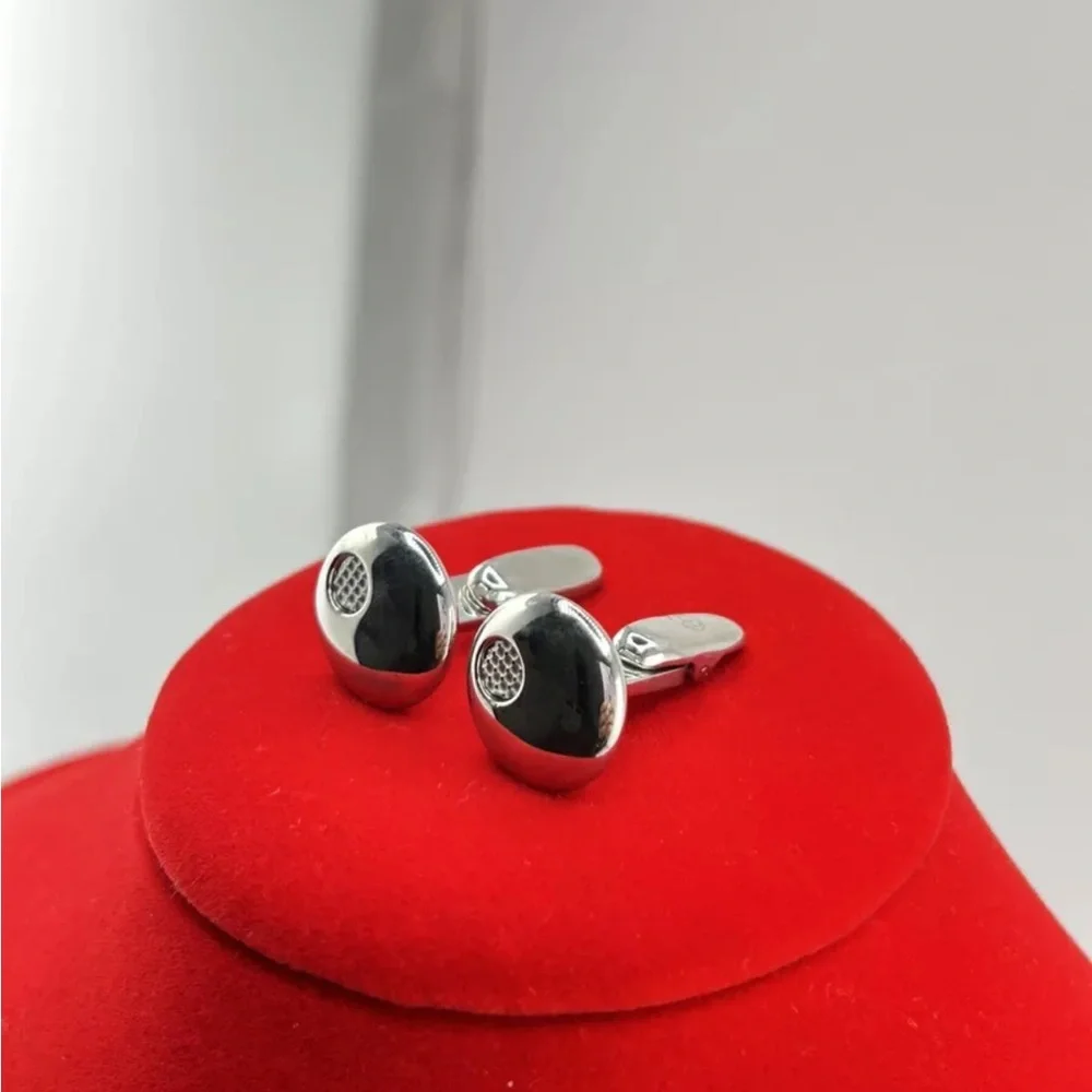 Silver Plated Oval Cufflinks For Men